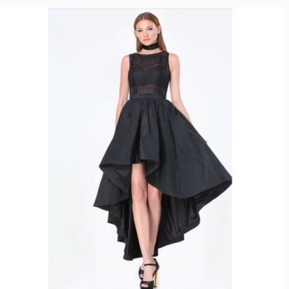 Elegant Black High-Low Bebe Dress